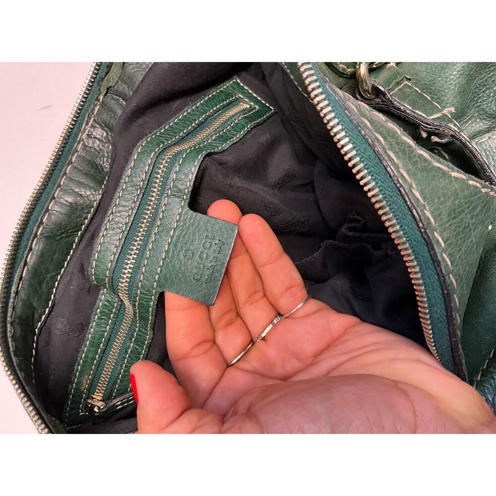 Gucci Green Leather Shoulder Hobo Bag Gold Hardware - Picture 7 of 16